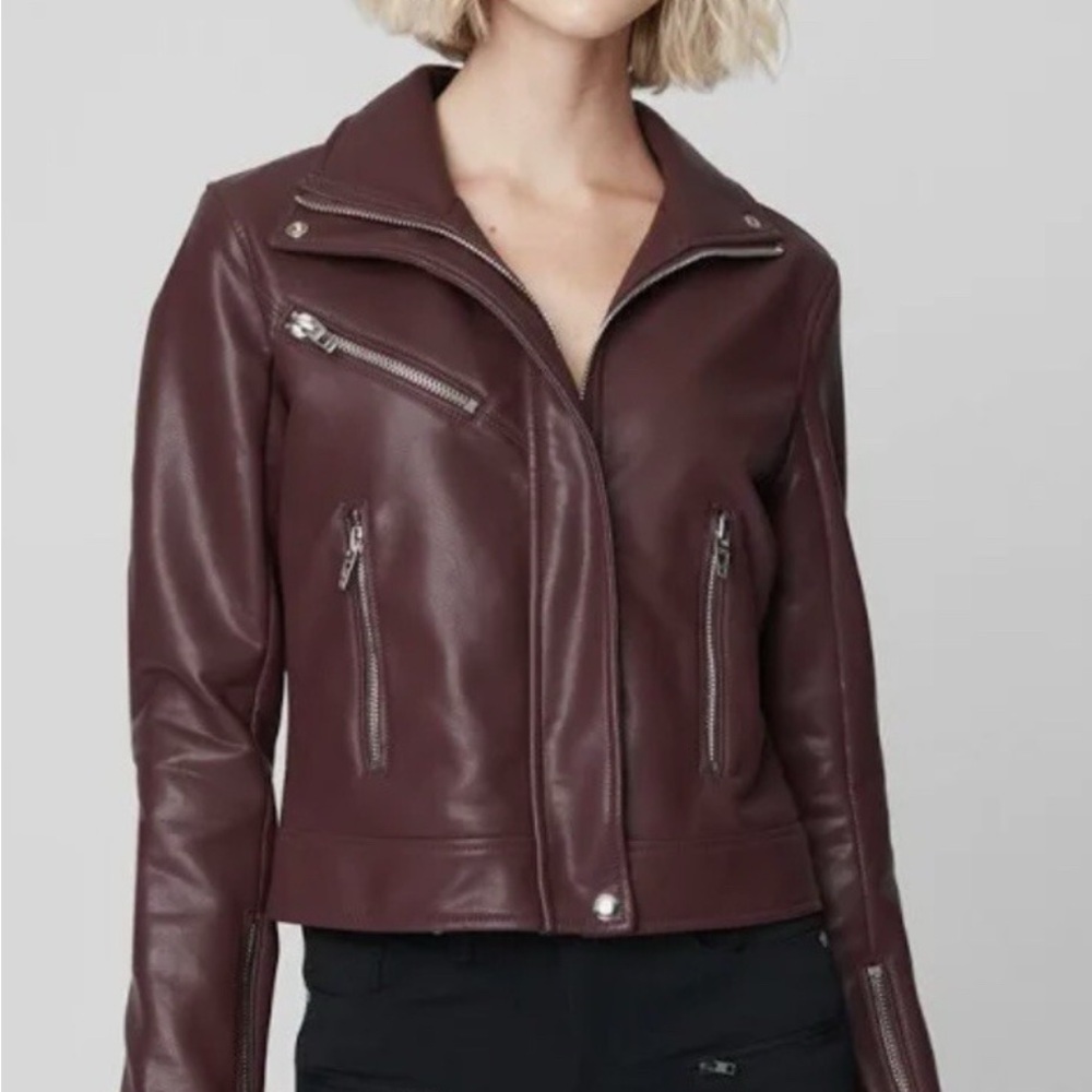Blank NYC Women's Deep Red Faux Leather Jacket